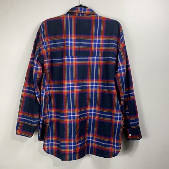 Old Navy Boy Friend Plaid Blue Blouse size Medium - Picture 5 of 5